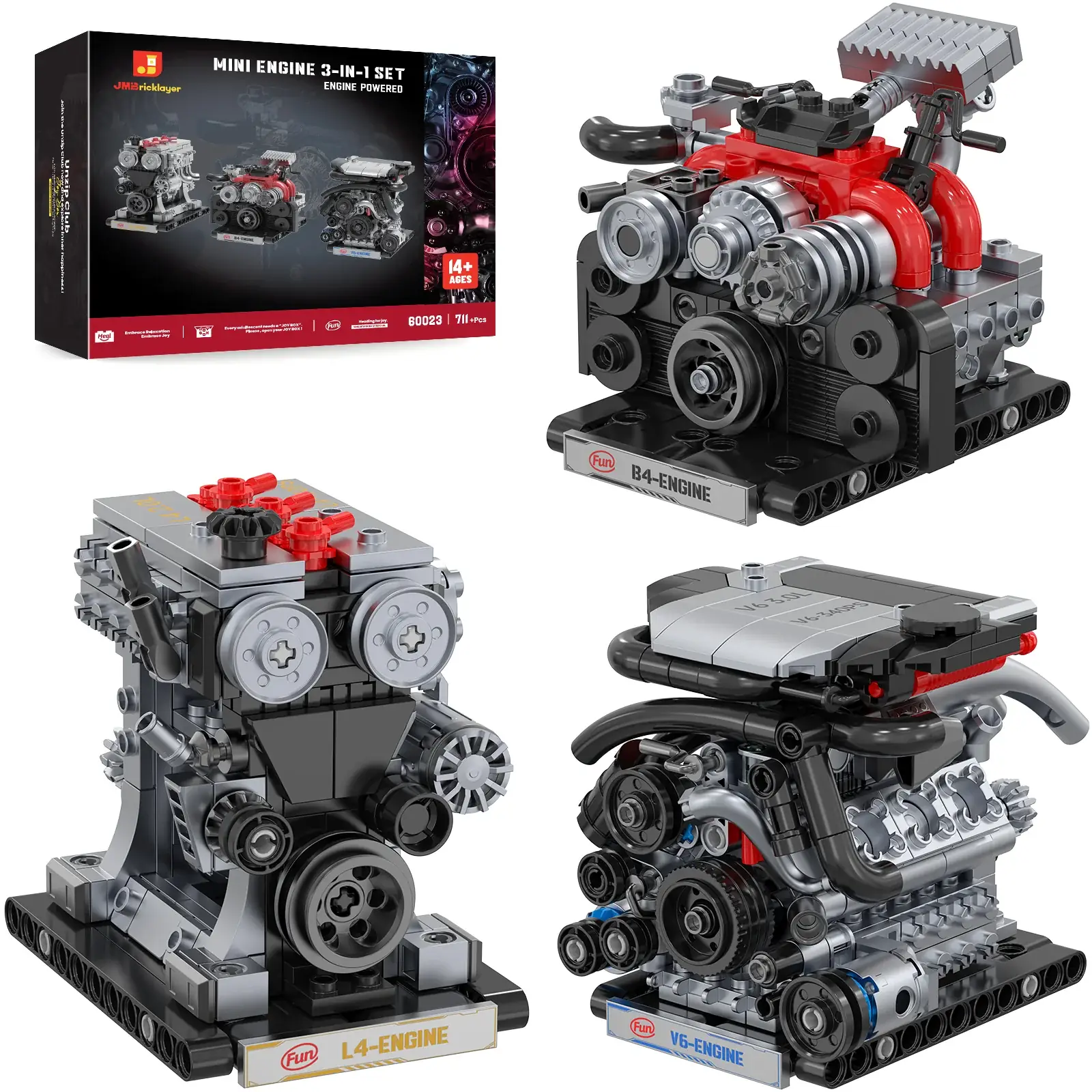 JMBricklayer – Kit Moteur 3 En 1 Mini V8 V12 W16 – Maquette De Construction Pour Adultes – Réf. 60024