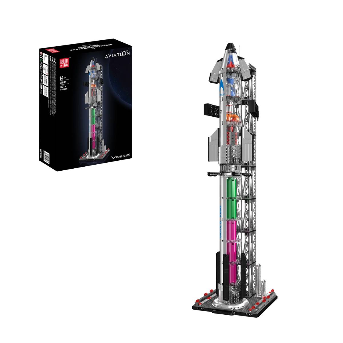 Mould King Chrome Starship & Launch Tower • Set 21077