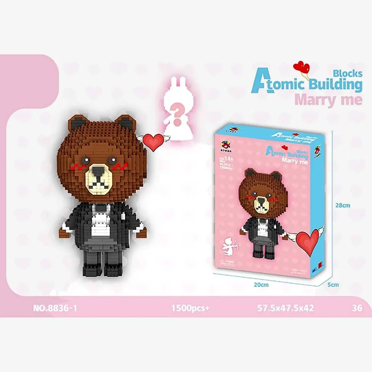 PinZhiXing Bear in suit • DIAMOND BLOCKS • Set 8836 • SetDB